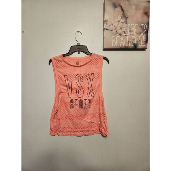 Victoria's Secret Sport VSX Size L Pink Stripe Work Out Lifting Tank Top - Picture 1 of 3